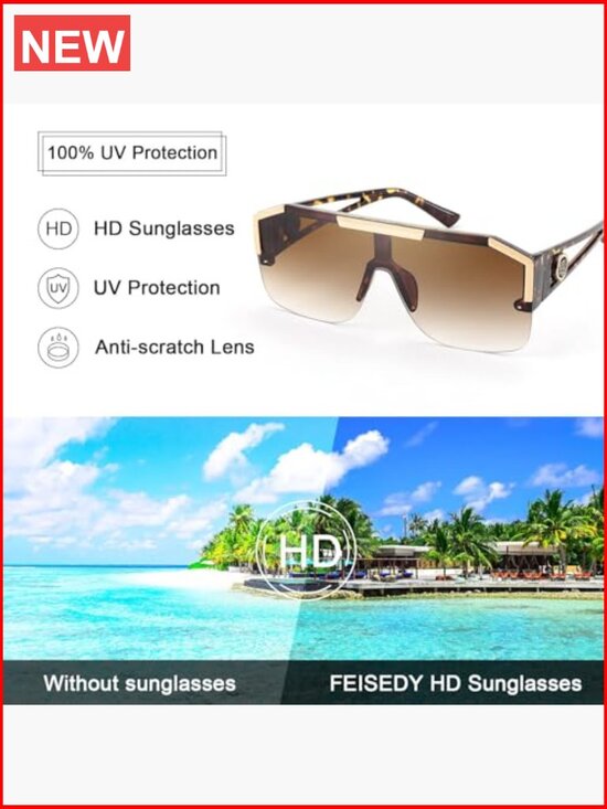 Square Oversized Shield Sunglasses UV400 Protection Polarized Unisex main image 7